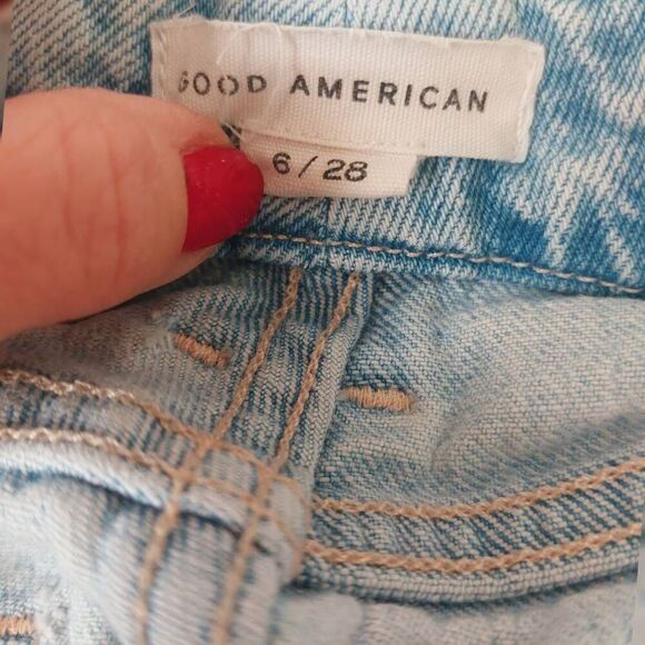 Good American 90s Mom Jeans Distressed High Rise Size 6/28 - Picture 8 of 13